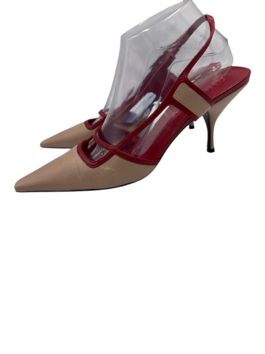 Miu Miu Shoe Size 40 Pink & Red Leather Pointed Toe Kitten Heel Slingback Pumps Pink & Red / 40