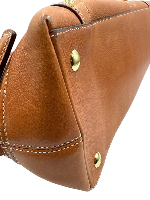 Coach Tan Leather goldtone hardware Turn Lock Bag Tan