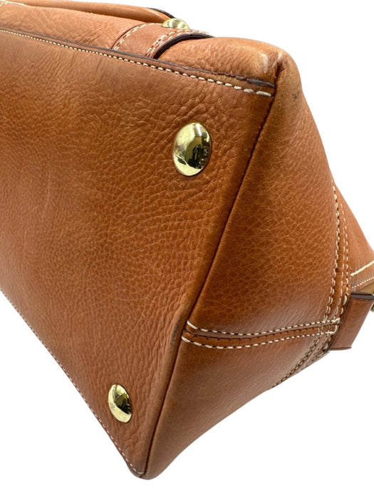 Coach Tan Leather goldtone hardware Turn Lock Bag Tan