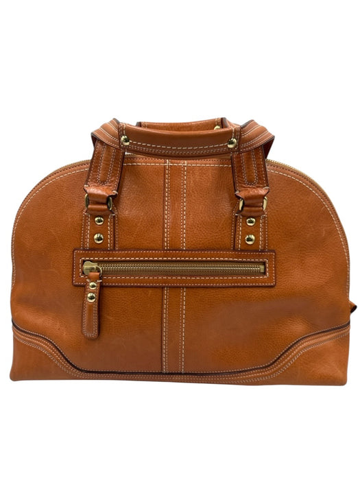 Coach Tan Leather goldtone hardware Turn Lock Bag Tan