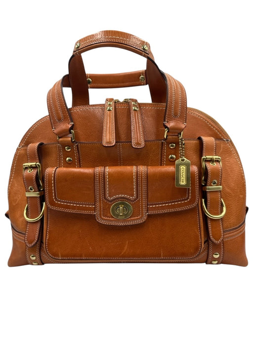 Coach Tan Leather goldtone hardware Turn Lock Bag Tan