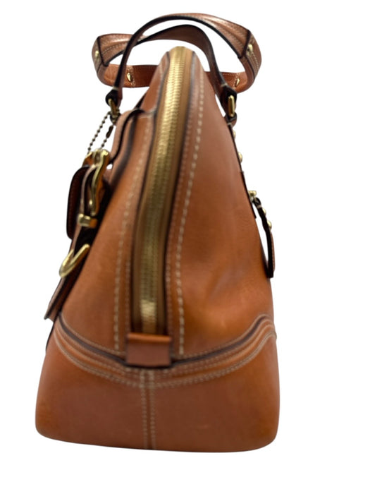 Coach Tan Leather goldtone hardware Turn Lock Bag Tan