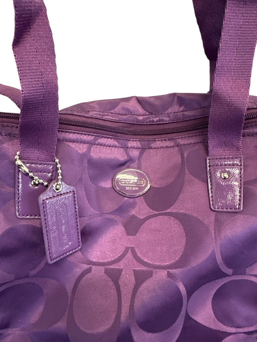 Coach Purple Nylon Monogram Weekender Bag Purple