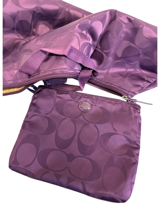 Coach Purple Nylon Monogram Weekender Bag Purple