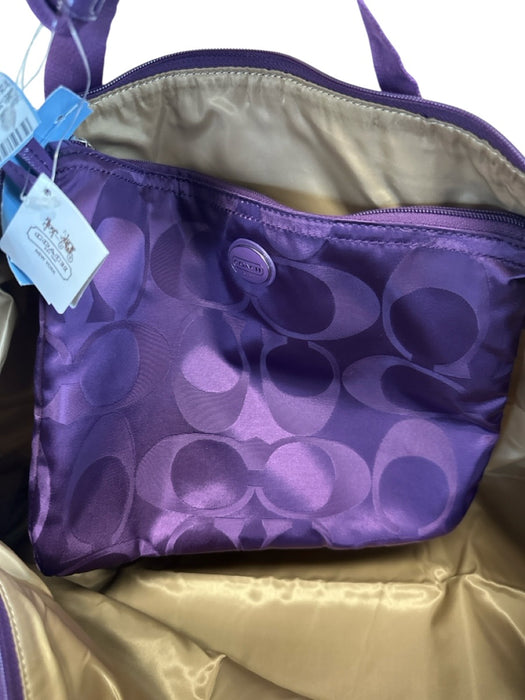Coach Purple Nylon Monogram Weekender Bag Purple