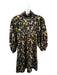 Emily McCarthy Size XS Tan & black Long Balloon Sleeve Animal Print V Neck Dress Tan & black / XS