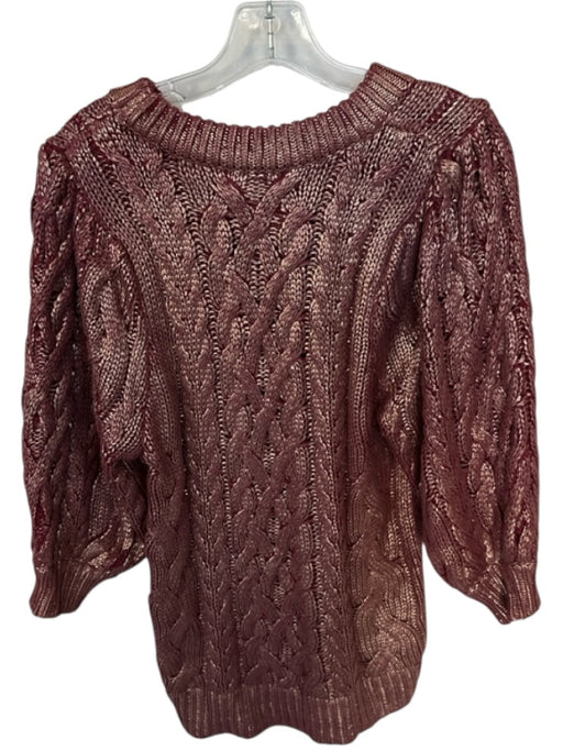 525 Size S Maroon & gold Cotton Coated Cable Knit Long Sleeve Sweater Maroon & gold / S