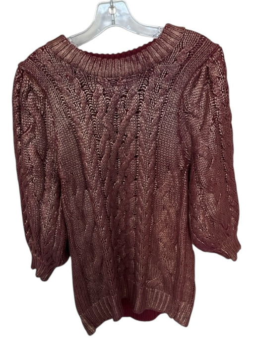 525 Size S Maroon & gold Cotton Coated Cable Knit Long Sleeve Sweater Maroon & gold / S