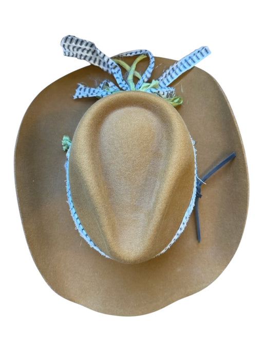 Frye Mustard & White Wool Ribbon Leather Cowboy Hat Mustard & White / One Size