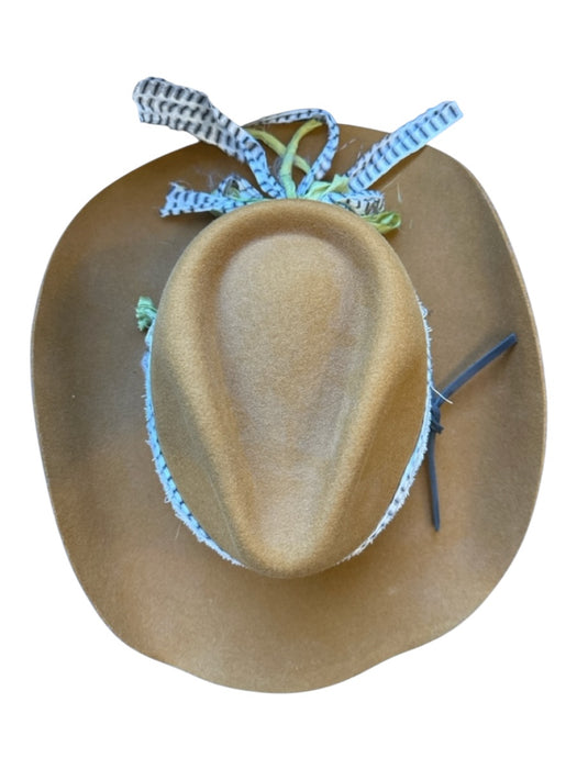 Frye Mustard & White Wool Ribbon Leather Cowboy Hat Mustard & White / One Size