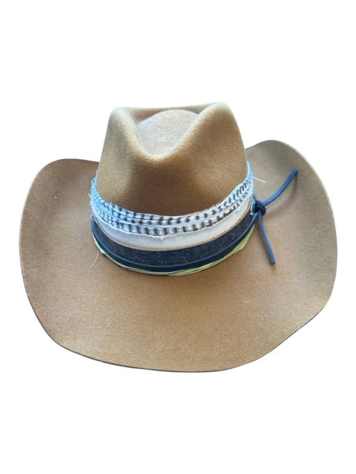 Frye Mustard & White Wool Ribbon Leather Cowboy Hat Mustard & White / One Size