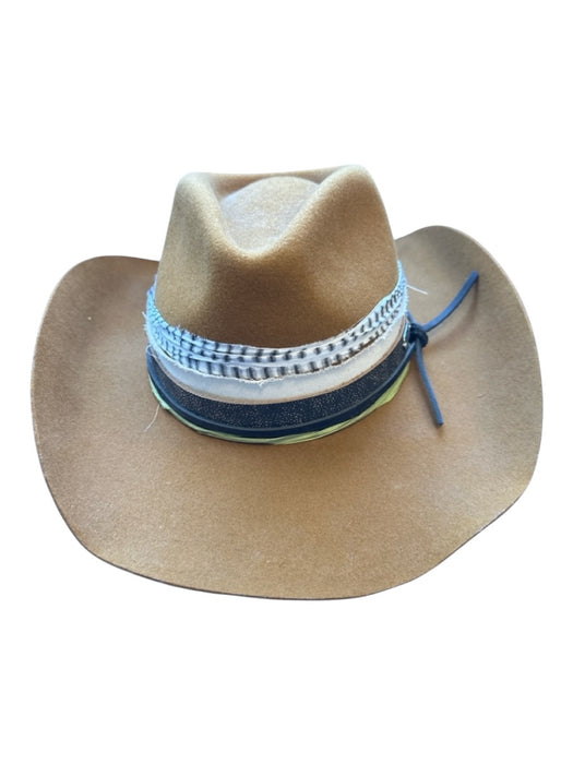 Frye Mustard & White Wool Ribbon Leather Cowboy Hat Mustard & White / One Size