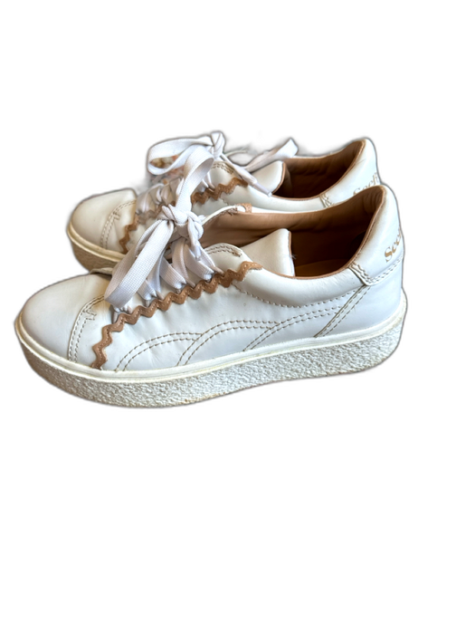 See By Chloe Shoe Size 38 white & tan Leather Scallop Detail Platform Sneakers white & tan / 38