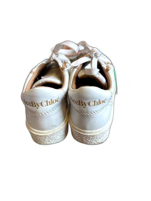 See By Chloe Shoe Size 38 white & tan Leather Scallop Detail Platform Sneakers white & tan / 38