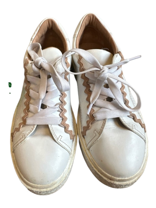 See By Chloe Shoe Size 38 white & tan Leather Scallop Detail Platform Sneakers white & tan / 38