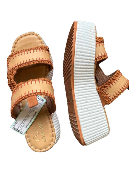 Shoe Size 8 Brown & White Rubber & Canvas Faux Leather Platform Sandals Brown & White / 8