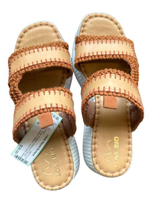 Shoe Size 8 Brown & White Rubber & Canvas Faux Leather Platform Sandals Brown & White / 8