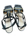 Pedro Anton Shoe Size 38 Black & Gold Leather Chain Detail Block Heel Sandals Black & Gold / 38