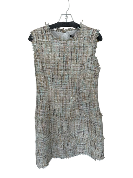 Boho Chic Size M Pink & Tan Polyester Tweed Metallic Thread Sleeveless Dress Pink & Tan / M