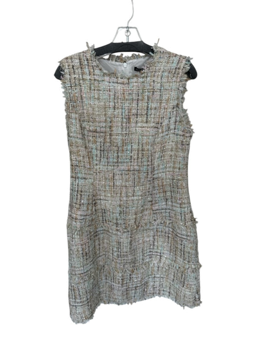 Boho Chic Size M Pink & Tan Polyester Tweed Metallic Thread Sleeveless Dress Pink & Tan / M
