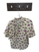 THML Size M Cream & Blue Cotton Short Sleeve Flowers V Neck Top Cream & Blue / M