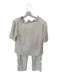 Joh. Size M Cream Polyester Elastic Waist Ruffles Short Sleeve Pant Set Cream / M