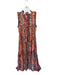 Marie Oliver Size S Orange & Blue Silk & Metallic Floral High Neck Maxi Dress Orange & Blue / S