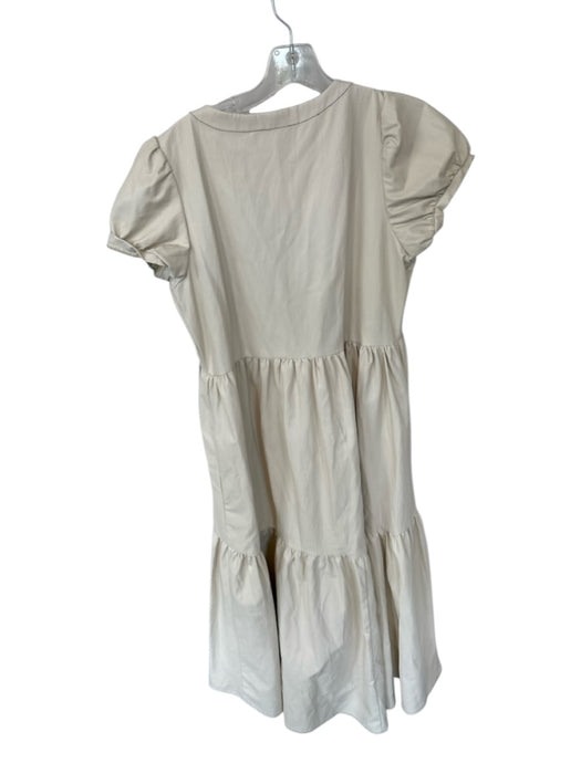 Never a Wallflower Size M Cream Vegan Leather Tiered Pockets Maxi Dress Cream / M