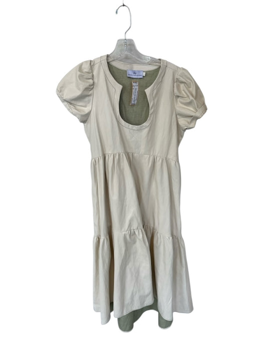 Never a Wallflower Size M Cream Vegan Leather Tiered Pockets Maxi Dress Cream / M