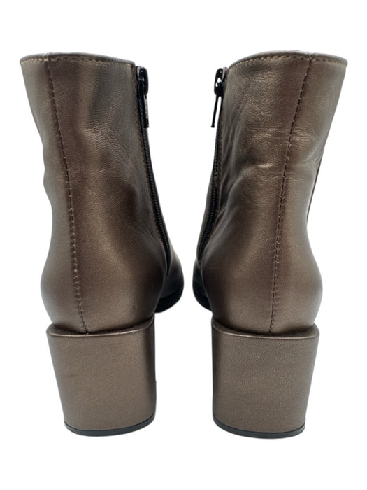 Sesto Meucci Shoe Size 8M Bronze Leather Shimmer Block Heel Almond Toe Booties Bronze / 8M