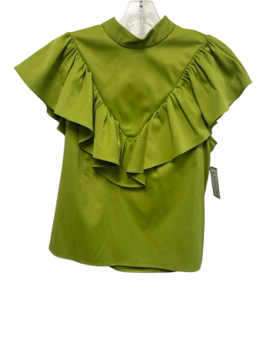 Crosby Size S Chartreuse Green Polyester Sleeveless Ruffle Neckline Top Chartreuse Green / S