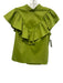 Crosby Size S Chartreuse Green Polyester Sleeveless Ruffle Neckline Top Chartreuse Green / S