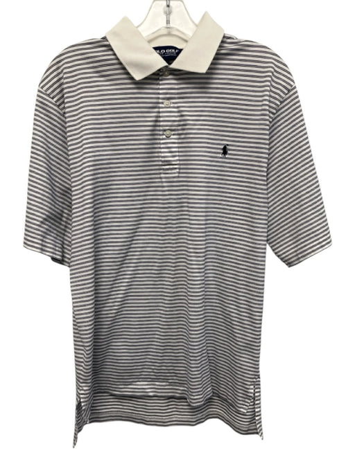 Polo Golf Size M White & Blue Cotton Striped Polo Men's Short Sleeve White & Blue / M
