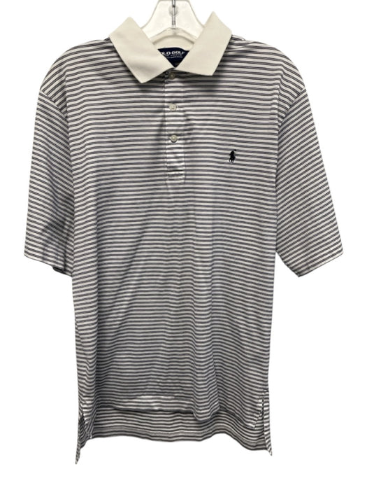 Polo Golf Size M White & Blue Cotton Striped Polo Men's Short Sleeve White & Blue / M
