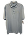 Peter Millar Size L Light Blue & White Synthetic Striped Polo Men's Short Sleeve Light Blue & White / L