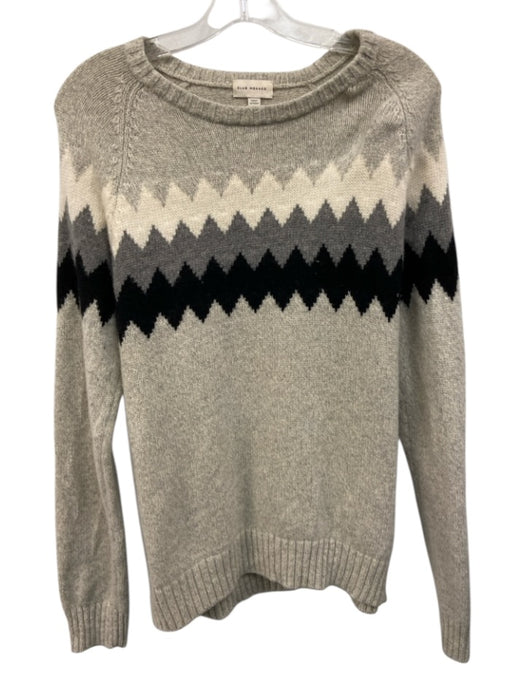 Club Monaco Size S Gray & White Wool Blend zig zag Crew Men's Sweater Gray & White / S