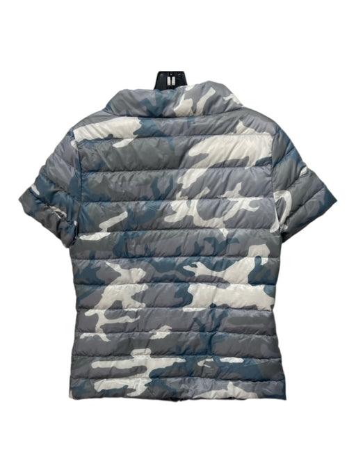 My Anorak Size Small Blue, White & Gray Polyester Camo Quilted Cap Sleeve Jacket Blue, White & Gray / Small