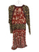 Free People Size L Burgundy Cotton Blend Long Sleeve Floral Lace Detail Dress Burgundy / L