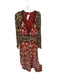 Free People Size L Burgundy Cotton Blend Long Sleeve Floral Lace Detail Dress Burgundy / L