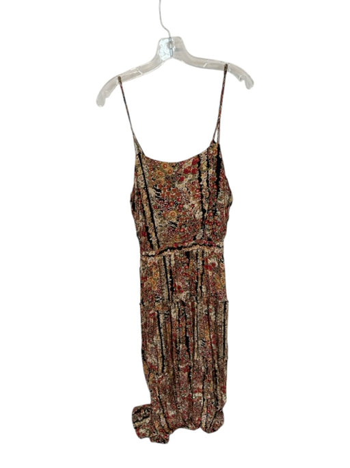 Free People Size M Multi Cotton Blend Floral Spaghetti Strap Maxi Dress Multi / M