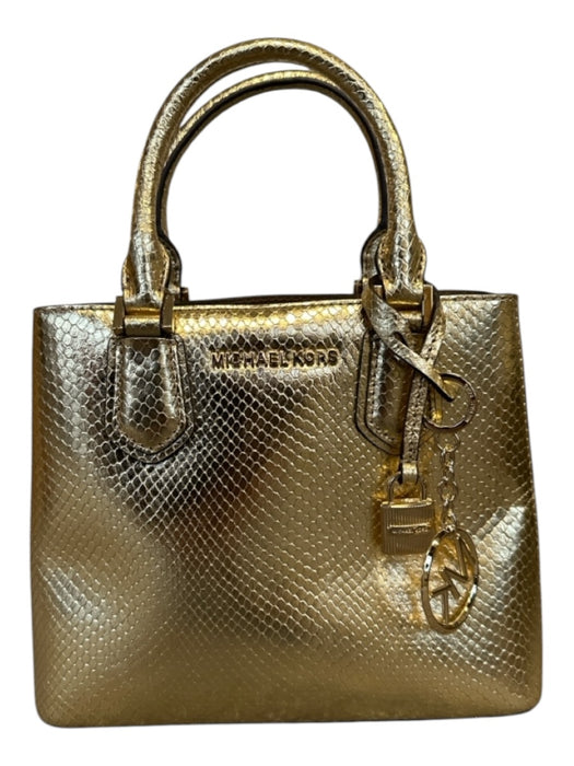 Michael Kors Gold Leather Snake Embossed Top Handles Crossbody Strap Incl Bag Gold / S