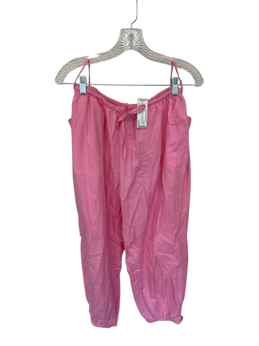Anthropologie Size S Pink Cotton Drawstring Button Detail Wide Leg Pants Set Pink / S