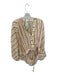 Anthropologie Size L Orange & Brown Cotton Stripe V Neck Shear rouched Top Orange & Brown / L