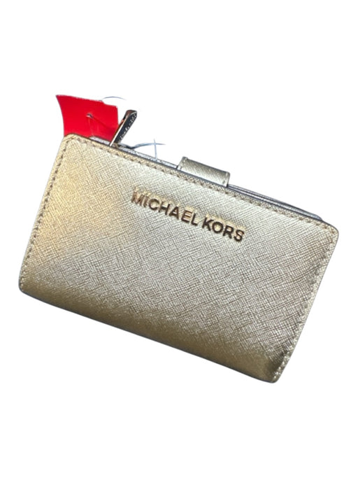 Michael Kors Gold Leather Bi-Fold Wallets Gold