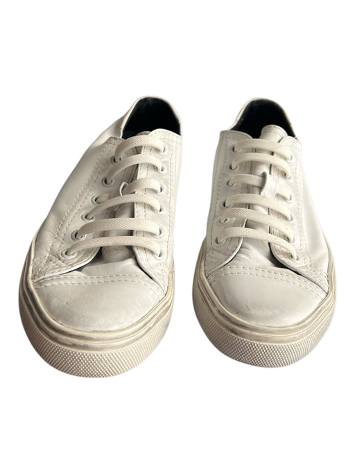 Saint Laurent Shoe Size 36 White Leather Almond Toe lace up Flat Chucks Shoes White / 36