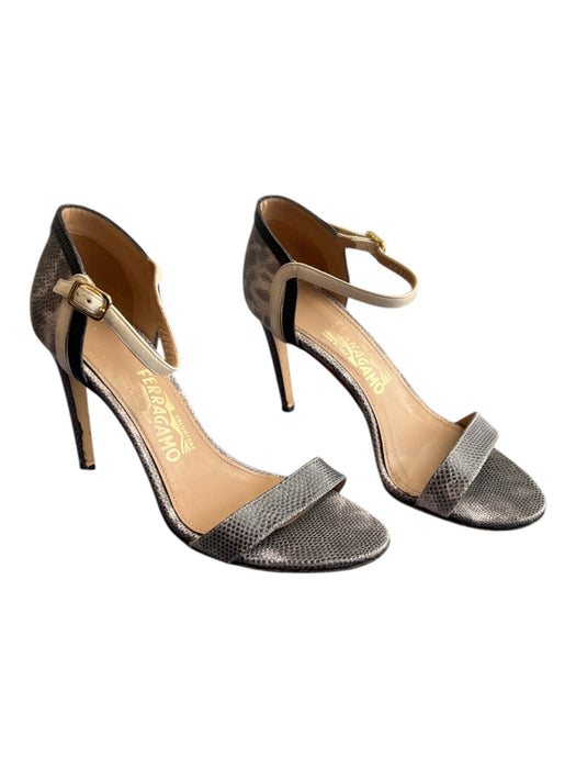 Salvatore Ferragamo Shoe Size 6 Grey Snakeskin open toe Ankle Strap Shoes Grey / 6