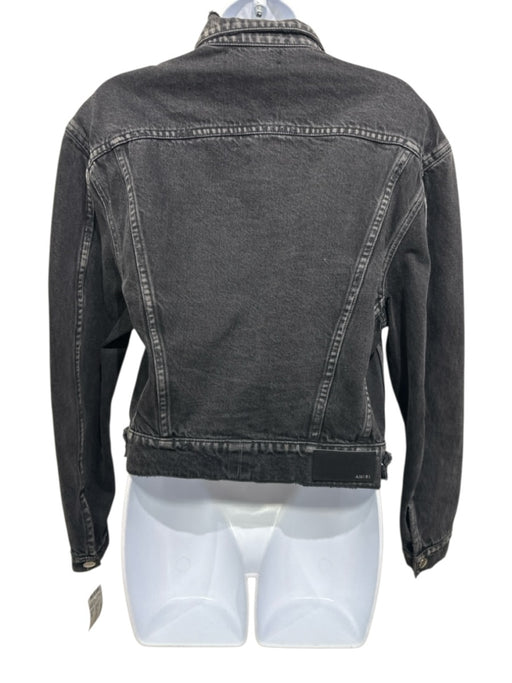 Amiri Size Small Faded Black Cotton Denim Button Front Distressed Pockets Jacket Faded Black / Small