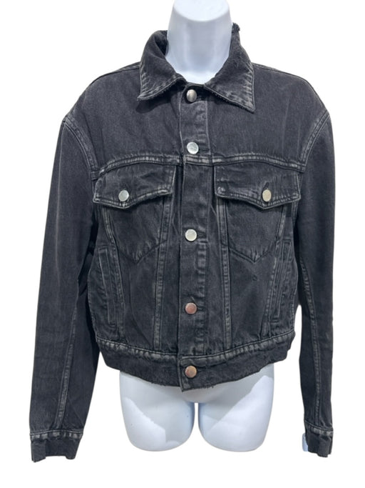Amiri Size Small Faded Black Cotton Denim Button Front Distressed Pockets Jacket Faded Black / Small