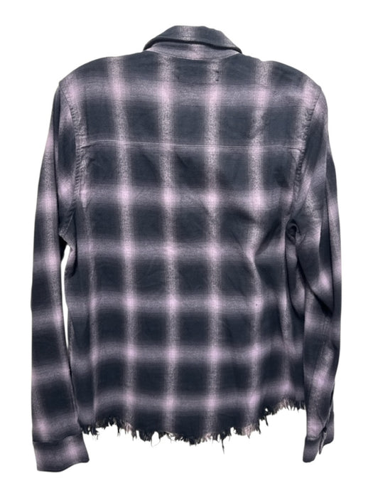 Amiri Size Small Purple & Black Cotton Blend Long Sleeve Plaid Button Front Top Purple & Black / Small