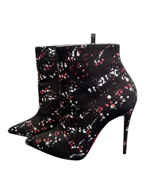 Christian Louboutin Shoe Size 36 Black & Multi Fabric Side Zip Stiletto Booties Black & Multi / 36